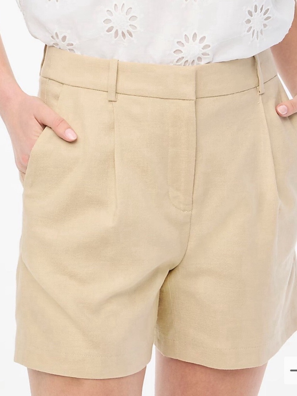 J. Crew Women's Tan High-Waist Tailored Linen Blend Shorts